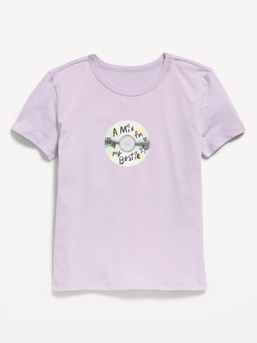 Old Navy Short-Sleeve Graphic T-Shirt for Girls - Dusky Lavender in Kuwait