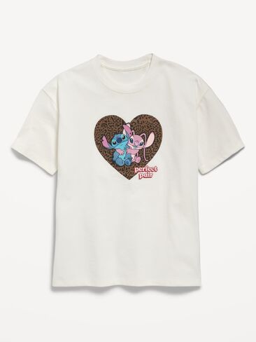 Old Navy Disney© Stitch & Angel Graphic Tunic T-Shirt for Girls - Sea Salt in Kuwait