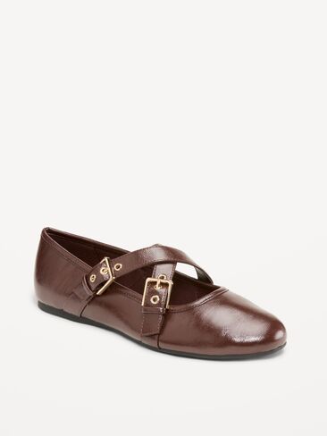 Old Navy Buckle-Strap Mary Jane Ballet Flats for Women - Coco de mer in Kuwait