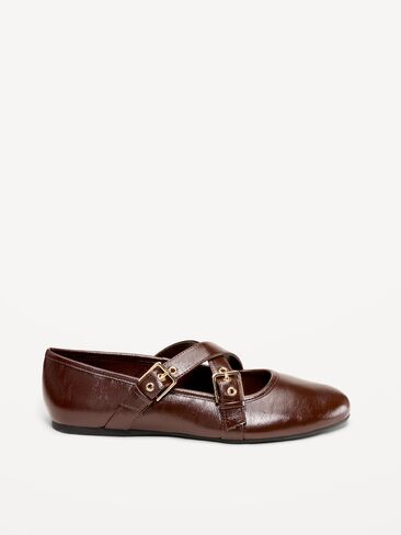 Old Navy Buckle-Strap Mary Jane Ballet Flats for Women - Coco de mer in Kuwait