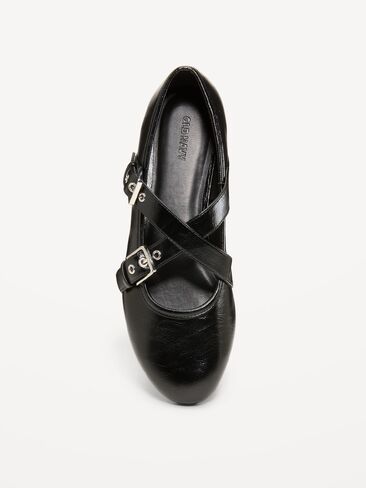 Old Navy Buckle-Strap Mary Jane Ballet Flats for Women - Black Jack in Kuwait