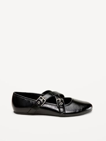 Old Navy Buckle-Strap Mary Jane Ballet Flats for Women - Black Jack in Kuwait