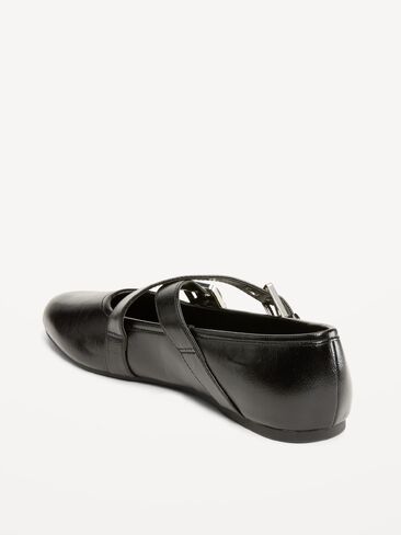 Old Navy Buckle-Strap Mary Jane Ballet Flats for Women - Black Jack in Kuwait