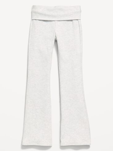 Old Navy CozePlush Foldover Pants for Girls - Light Heather Gray in Kuwait