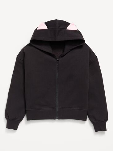 Old Navy Fleece Full-Zip Hoodie for Girls - Black Cat in Kuwait