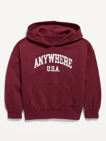 Old Navy Oversized Graphic Pullover Hoodie for Girls - Red Lacquer in Kuwait