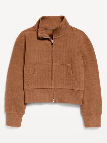 Old Navy CozePlush 2-Way-Zip Jacket for Girls - Caramel Brown in Kuwait