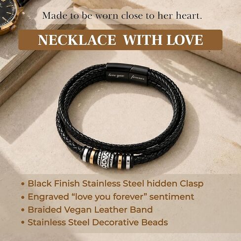 To My Son Bracelet From Dad, Son Bracelets From Mom, Leather Bracelet Gifts For Son, To My Son Never Forget That I Love You Forever Bracelet in Saudi Arabia