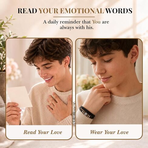 To My Son Bracelet From Dad, Son Bracelets From Mom, Leather Bracelet Gifts For Son, To My Son Never Forget That I Love You Forever Bracelet in Saudi Arabia