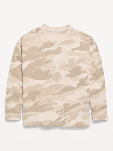 Old Navy Oversized Long-Sleeve T-Shirt for Boys - Natural Camouflage in Kuwait