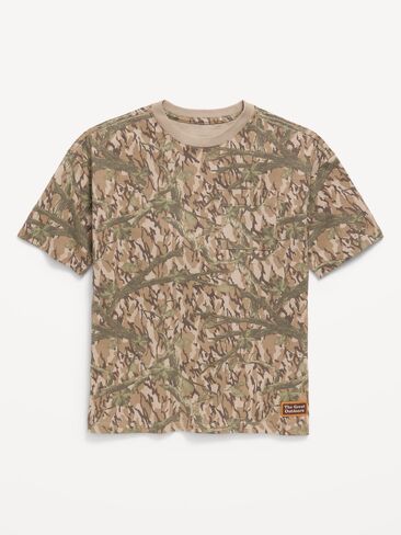 Old Navy Oversized Short-Sleeve Pocket T-Shirt for Boys - Green Camo in Kuwait