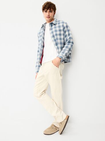 Old Navy Cropped Insulated Flannel Shacket - Blue Plaid in Kuwait