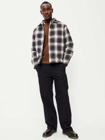 Old Navy Cropped Insulated Flannel Shacket - Black Plaid in Kuwait