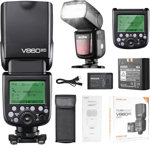 Godox V860II-C E-TTL HSS 1/8000s 2.4G GN60 بطارية ليثيوم أيون وميض السرعة متوافق مع كاميرات Canon EOS + USB LED in Kuwait