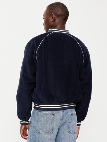 Old Navy Varsity Corduroy Bomber Jacket - Navy Blue in Kuwait