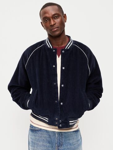 Old Navy Varsity Corduroy Bomber Jacket - Navy Blue in Kuwait