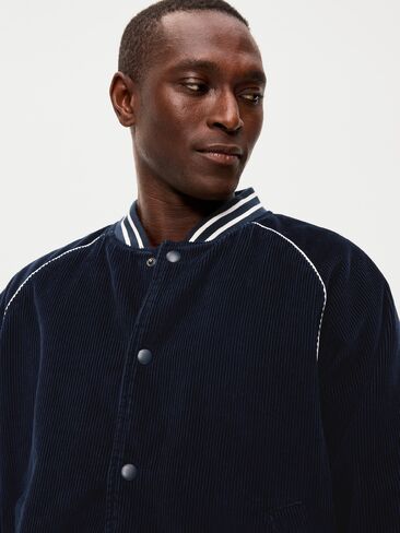 Old Navy Varsity Corduroy Bomber Jacket - Navy Blue in Kuwait