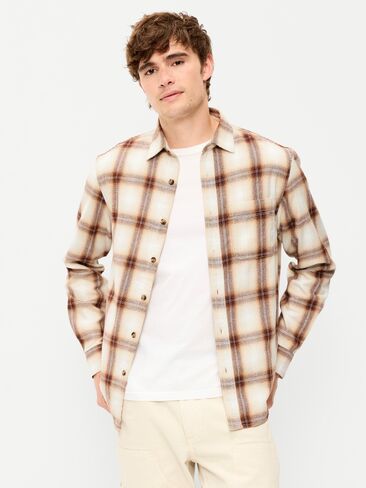Old Navy Relaxed Long-Sleeve Plaid Flannel Pocket Shirt - Orange Plaid in Kuwait