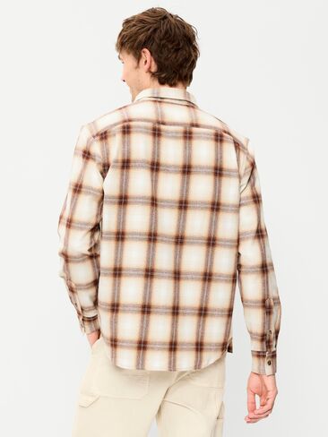 Old Navy Relaxed Long-Sleeve Plaid Flannel Pocket Shirt - Orange Plaid in Kuwait