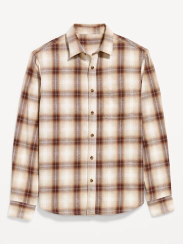 Old Navy Relaxed Long-Sleeve Plaid Flannel Pocket Shirt - Orange Plaid in Kuwait