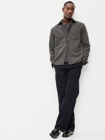 Old Navy Relaxed Long-Sleeve Plaid Flannel Pocket Shirt - Black Check in Kuwait