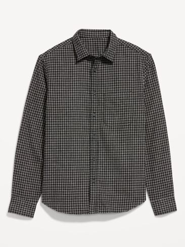 Old Navy Relaxed Long-Sleeve Plaid Flannel Pocket Shirt - Black Check in Kuwait