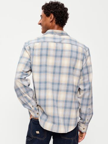 Old Navy Relaxed Long-Sleeve Plaid Flannel Pocket Shirt - Creme De La Creme in Kuwait