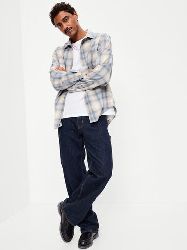 Old Navy Relaxed Long-Sleeve Plaid Flannel Pocket Shirt - Creme De La Creme in Kuwait