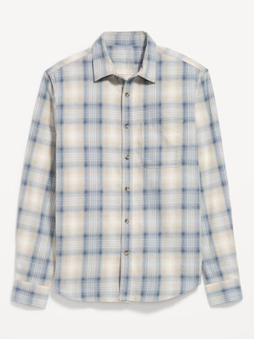 Old Navy Relaxed Long-Sleeve Plaid Flannel Pocket Shirt - Creme De La Creme in Kuwait