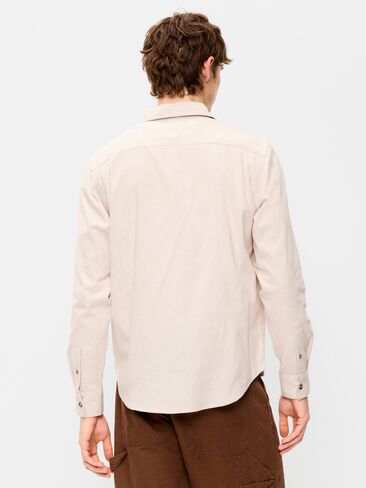 Old Navy Relaxed Long-Sleeve Flannel Pocket Shirt - Oatmeal Heather in Kuwait