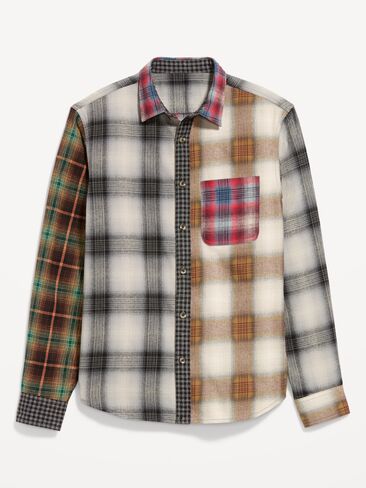 Old Navy Relaxed Long-Sleeve Plaid Flannel Pocket Shirt - Multi Plaid in Kuwait