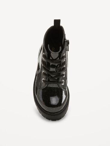 Old Navy Glitter Side-Zip Combat Boots for Toddler Girls - Black Glitter in Kuwait