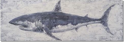 NdcSkyArt Vintage Shark Canvas Wall Art: Nautical Decor for Coastal Home & Office in Saudi Arabia