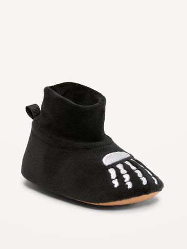 Old Navy Velour Skeleton Slippers for Baby - Black Skeleton in Kuwait