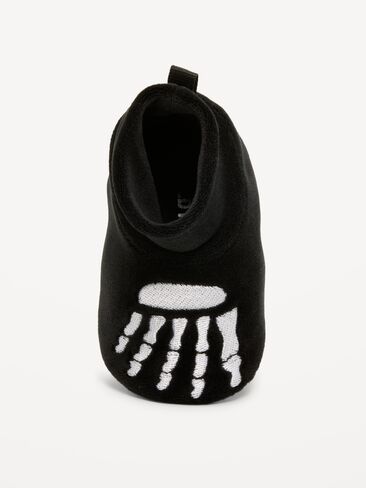 Old Navy Velour Skeleton Slippers for Baby - Black Skeleton in Kuwait