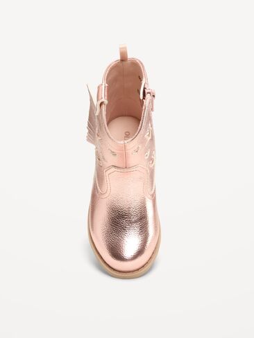 Old Navy Shiny Side-Zip Western Boots for Toddler Girls - Pink Shine in Kuwait