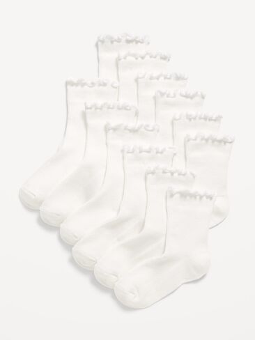 Old Navy Ruffle-Cuff Crew Socks 6-Pack for Toddler & Baby - White Lilies in Kuwait