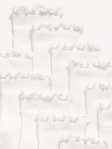 Old Navy Ruffle-Cuff Crew Socks 6-Pack for Toddler & Baby - White Lilies in Kuwait