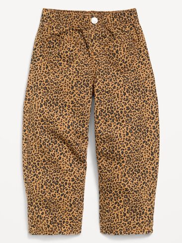 Old Navy Super Baggy Barrel-Leg Jeans for Toddler Girls - Brown Leopard in Kuwait