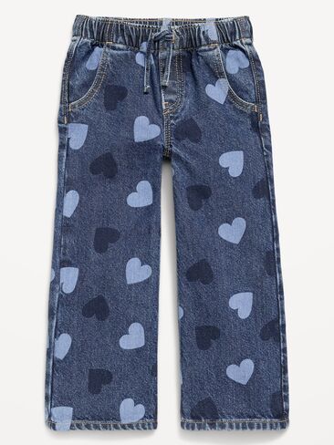 Old Navy High-Waisted Baggy Wide-Leg Pull-On Jeans for Toddler Girls - Hearts in Kuwait