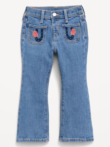 Old Navy High-Waisted Embroidered Flare-Leg Jeans for Toddler Girls - Horseshoe in Kuwait