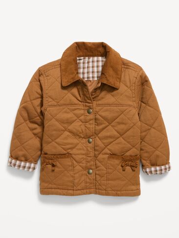 Old Navy Twill Barn Jacket for Toddler Girls - Maple Brown in Kuwait