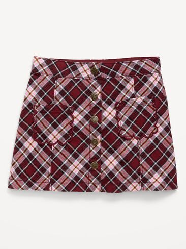 Old Navy Button-Front Plaid Twill Skirt for Toddler Girls - Burgundy Plaid in Kuwait