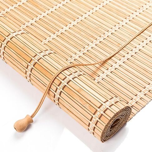Bamboo Roller Shades Roman Shades for Window: Bamboo Blinds for Interior Windows and Outdoor Patio,Roll Up Blinds for Indoor Porch Light Filtering Sunshade,Easy to Install 32" W X 48" H in Saudi Arabia