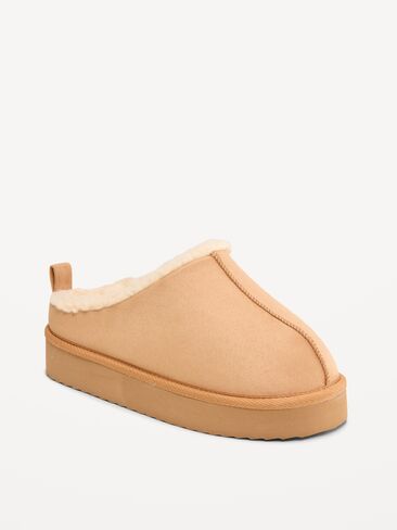 Old Navy Faux-Suede Platform Mule Slippers for Girls - Tan in Kuwait