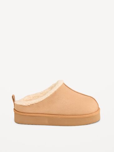Old Navy Faux-Suede Platform Mule Slippers for Girls - Tan in Kuwait