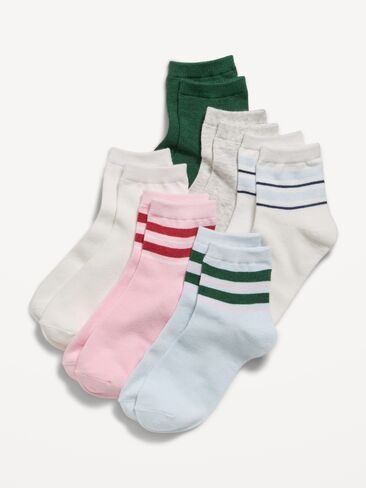 Old Navy Quarter-Crew Socks 6-Pack for Girls - Multi Stripe in Kuwait