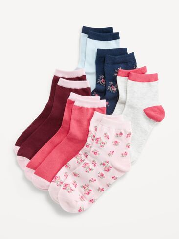 Old Navy Quarter-Crew Socks 6-Pack for Girls - Multifloral in Kuwait