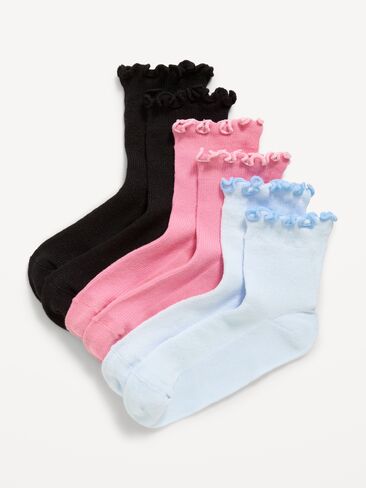 Old Navy HOLD: Ruffled Quarter-Crew Socks 3-Pack for Girls - Basics in Kuwait