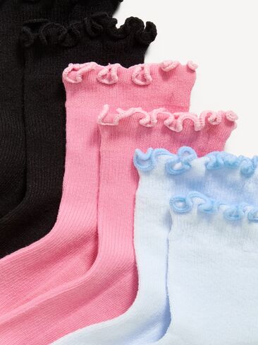 Old Navy HOLD: Ruffled Quarter-Crew Socks 3-Pack for Girls - Basics in Kuwait